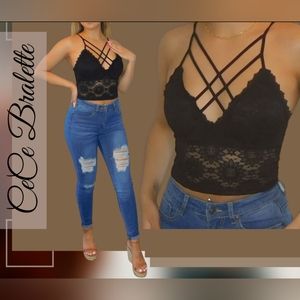 Dynamic Black Lace Padded Bralette New